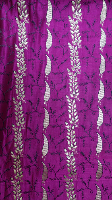 Vivid Purple Vintage Banarsi Brocade Sari - New
