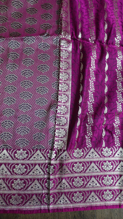 Vivid Purple Vintage Banarsai Brocade Sari - New