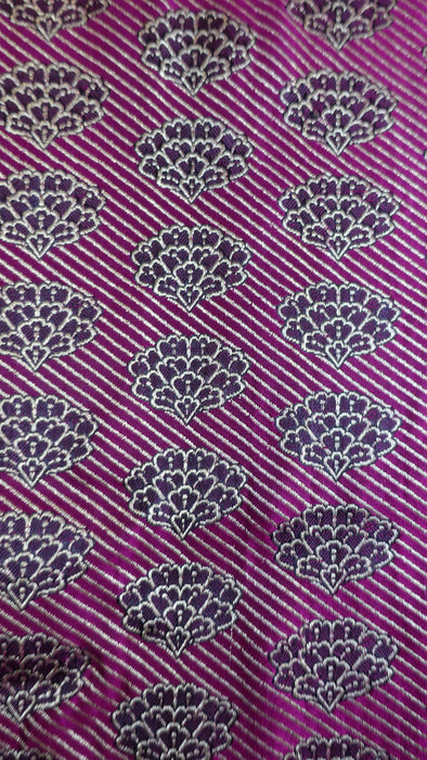Vivid Purple Vintage Banarsi Brocade Sari - New