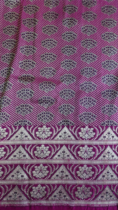 Vivid Purple Vintage Banarsai Brocade Sari - New