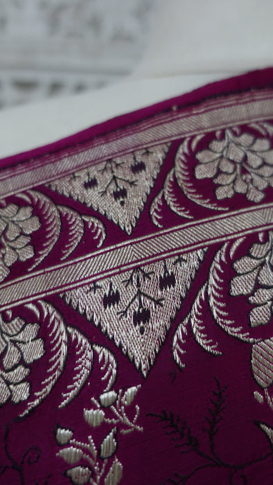 Vivid Purple Vintage Banarsai Brocade Sari - New