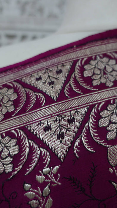 Vivid Purple Vintage Banarsi Brocade Sari - New