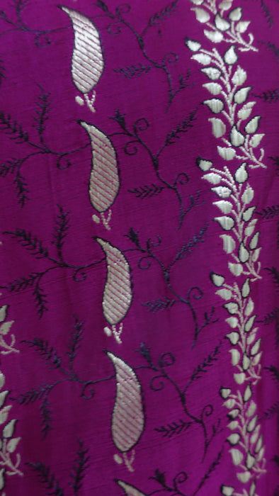 Vivid Purple Vintage Banarsi Brocade Sari - New