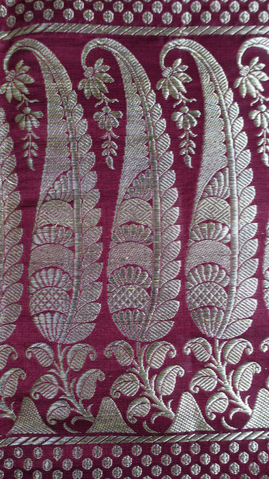 Deep Maroon Vintage Banarsi Brocade Sari - New