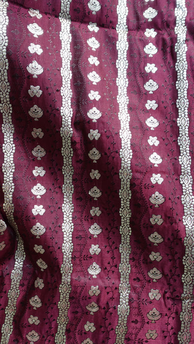 Deep Maroon Vintage Banarsi Brocade Sari - New