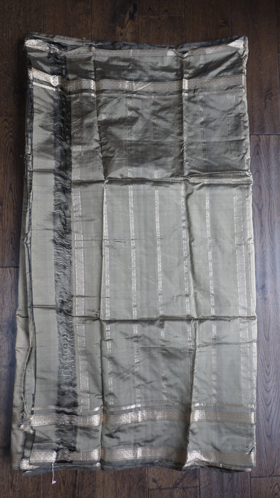 Khaki Silk Blend Sari - New