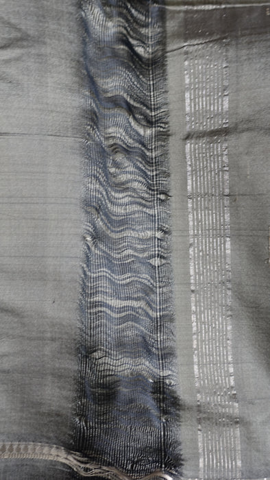 Khaki Silk Blend Sari - New