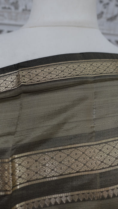 Khaki Silk Blend Sari - New