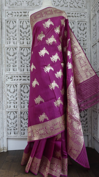 Vivid Purple Sari With Blouse Piece - New