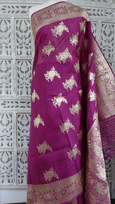 Vivid Purple Sari With Blouse Piece - New