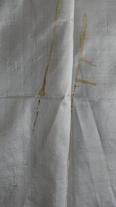 White Vintage Pure Silk Sari With Pastel Coloured Thread Work - New