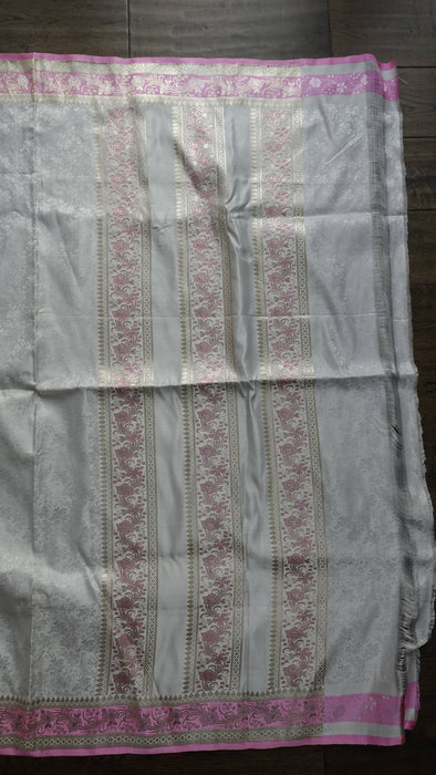 White And Pink Vintage Sari With Blouse - New