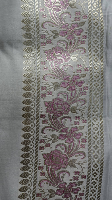 White And Pink Vintage Sari With Blouse - New