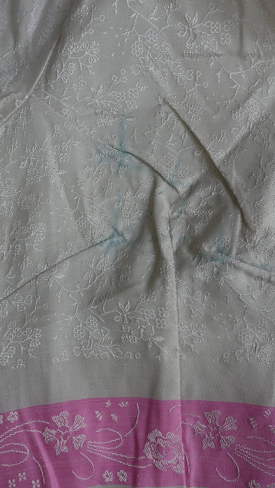 White And Pink Vintage Sari With Blouse - New