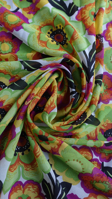 Really Colourful Vintage Woolly Chiffon Sari - New