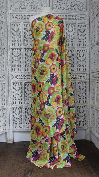 Really Colourful Vintage Woolly Chiffon Sari - New