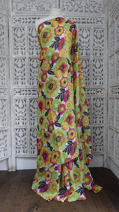 Really Colourful Vintage Woolly Chiffon Sari - New