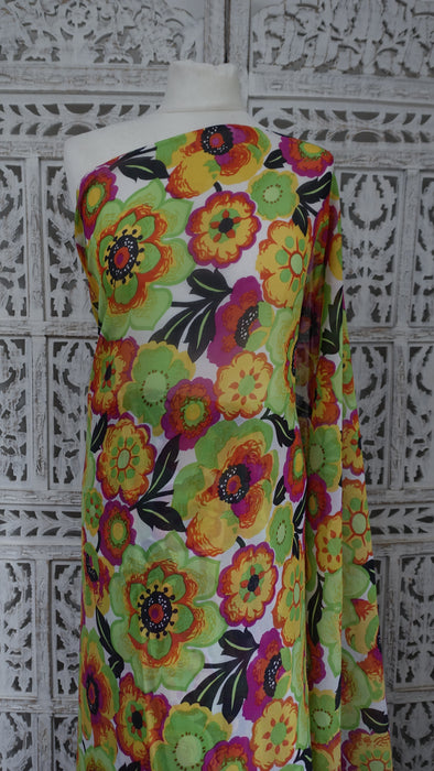 Really Colourful Vintage Woolly Chiffon Sari - New