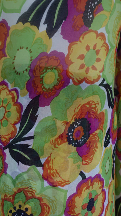 Really Colourful Vintage Woolly Chiffon Sari - New