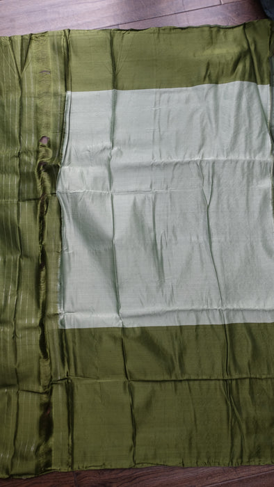 Vintage Sage Green Banarsi Brocade Sari With Blouse Piece - New