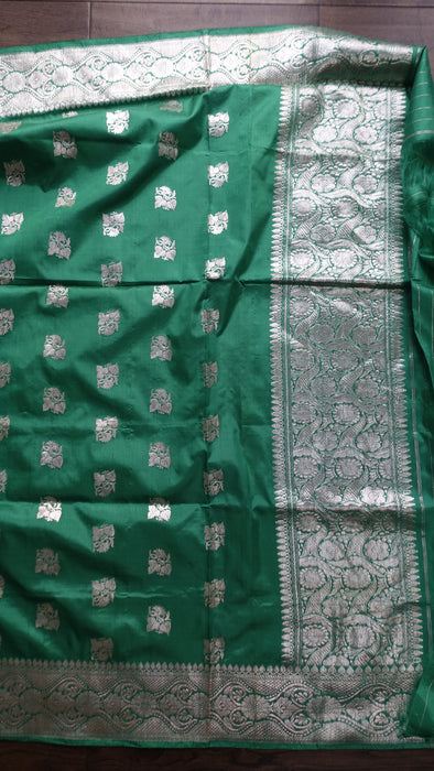 Jade Pure Silk Sari With Blouse Piece Sari- New