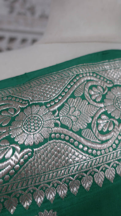 Jade Pure Silk Sari With Blouse Piece Sari-New