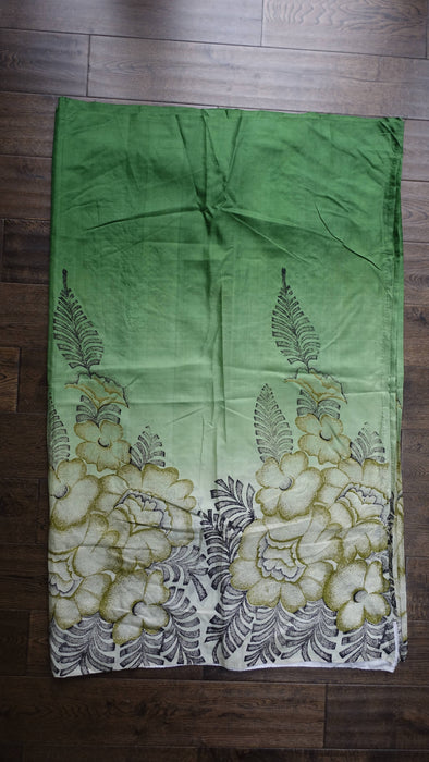 Printed Green Vintage Silk Sari - New