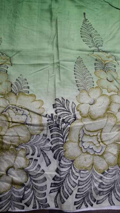 Printed Green Vintage Silk Sari - New