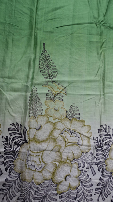 Printed Green Vintage Silk Sari - New