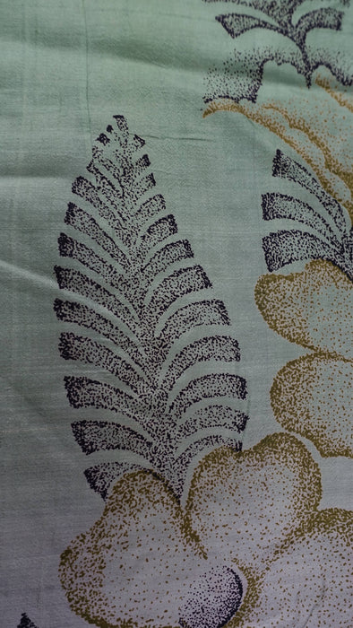 Printed Green Vintage Silk Sari - New