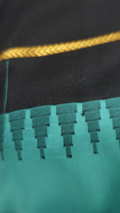 Jade And Black Vintage Silk Sari - New