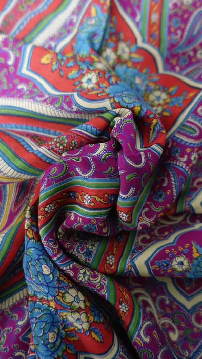 Bright Green And Pink Vintage Silk Sari - New