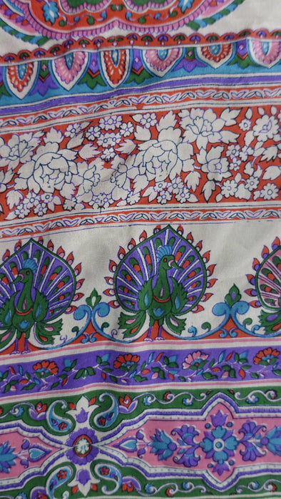 Purple Silk Vintage Sari With Printed Palla - New