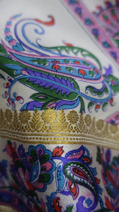 Purple Silk Vintage Sari With Printed Palla - New