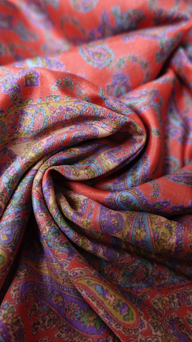 Burnt Orange Silky Crepe Sari - Preloved