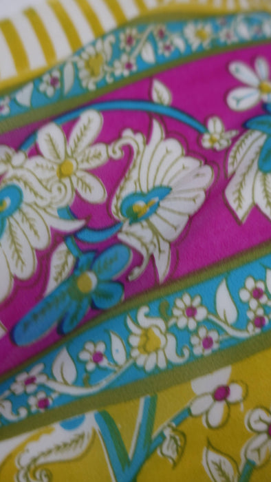Yellow Woolly Georgette Vintage Floral Print Sari - New