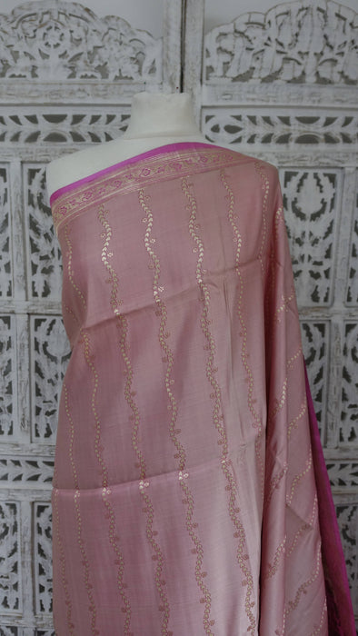 Pink Banarsi Brocade Vintage Sari - New