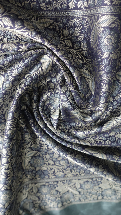 Sage Grey  Silk Sari With Net Backing - New