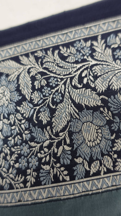Sage Grey  Silk Sari With Net Backing - New