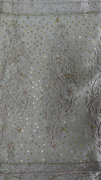 Cream Vintage Organza Zardosi Sari - New
