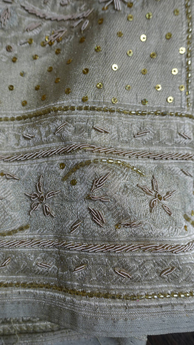 Cream Vintage Organza Zardosi Sari - New