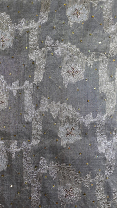 Cream Vintage Organza Zardosi Sari - New