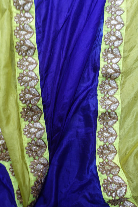 Citrus Green & Purple Pure Lightweight Silk Dupatta - New