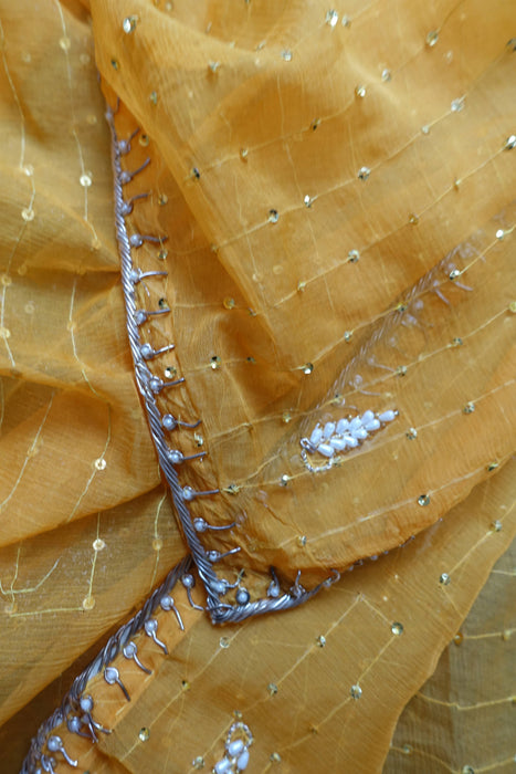 Ochre Vintage Silk Chiffon Dupatta - New