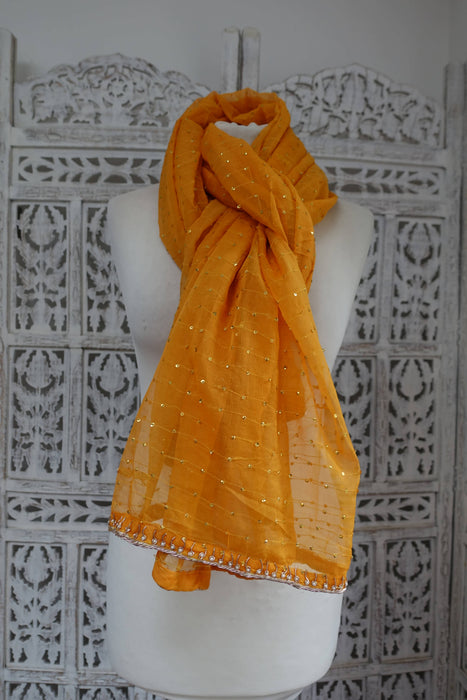 Ochre Vintage Silk Chiffon Dupatta - New