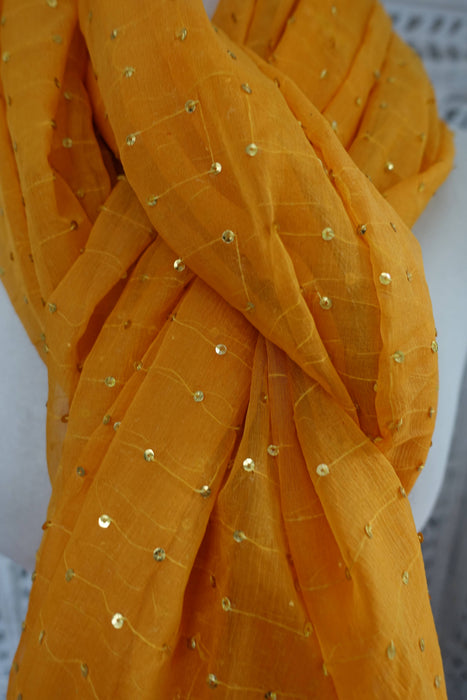 Ochre Vintage Silk Chiffon Dupatta - New
