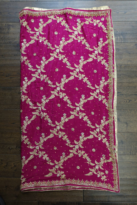 Vivid Purple Heavy Embellished Dupatta - New