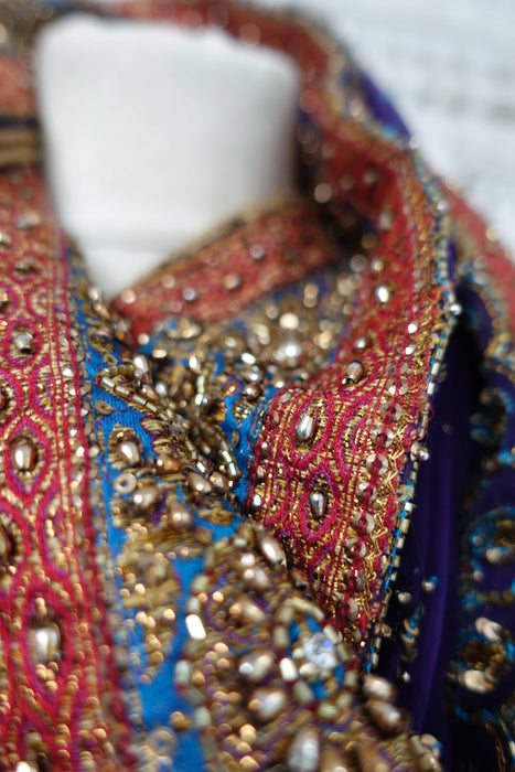 Deep Purple Embellished Banarsi Dupatta - New