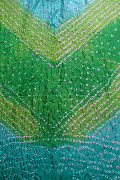 Shades Of Green Pink Bandhani Print Crepe Dupatta - New