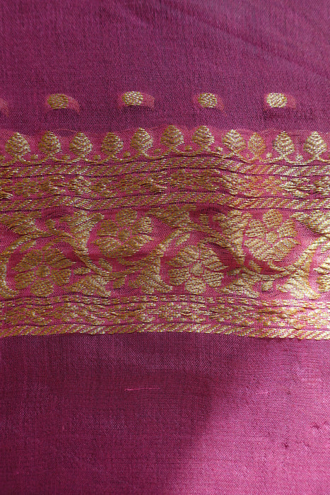Pink Banarsi With Gold Thread Work Woven Dupatta - New
